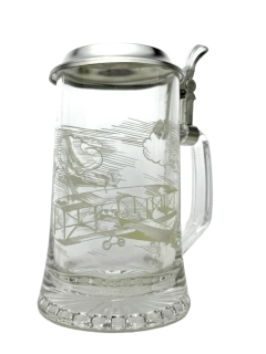 Korbel s motivem letadla – skleněný s cínovým víčkem 0,4 l