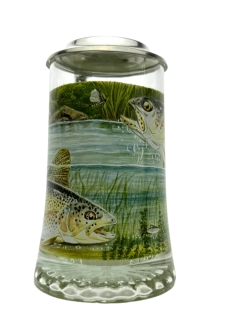 Korbel s motivem ryby – skleněný s cínovým víčkem 0,4 l, barevný