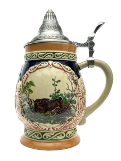 Porcelánový půllitr s cínovým víčkem