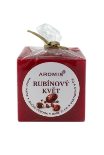 Svíčka kostka 45/45/45 - rubínový květ